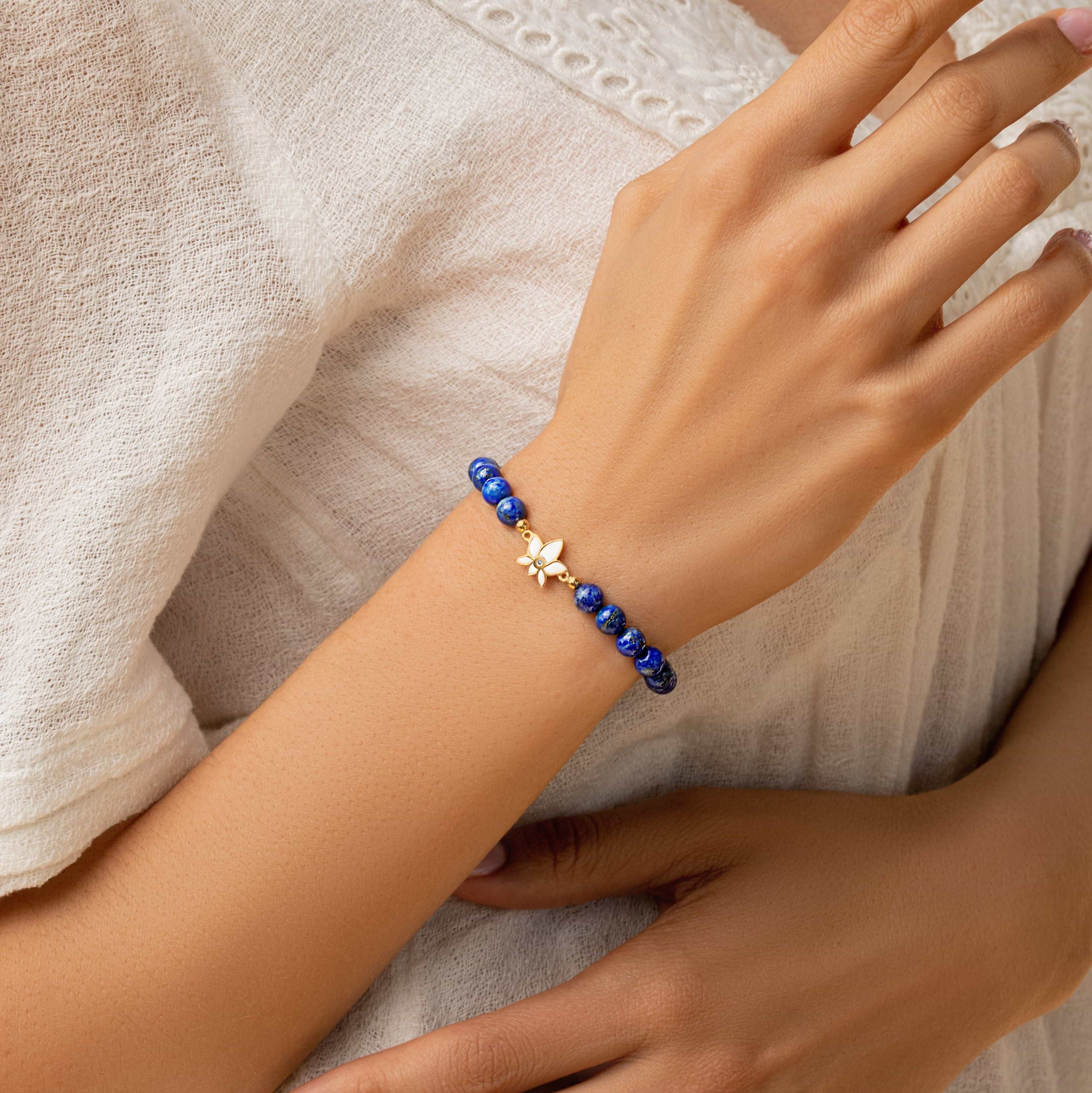 Karma and Luck  Bracelets - Womens  -  Bloom with Brilliance Lapis Lazuli Bracelet