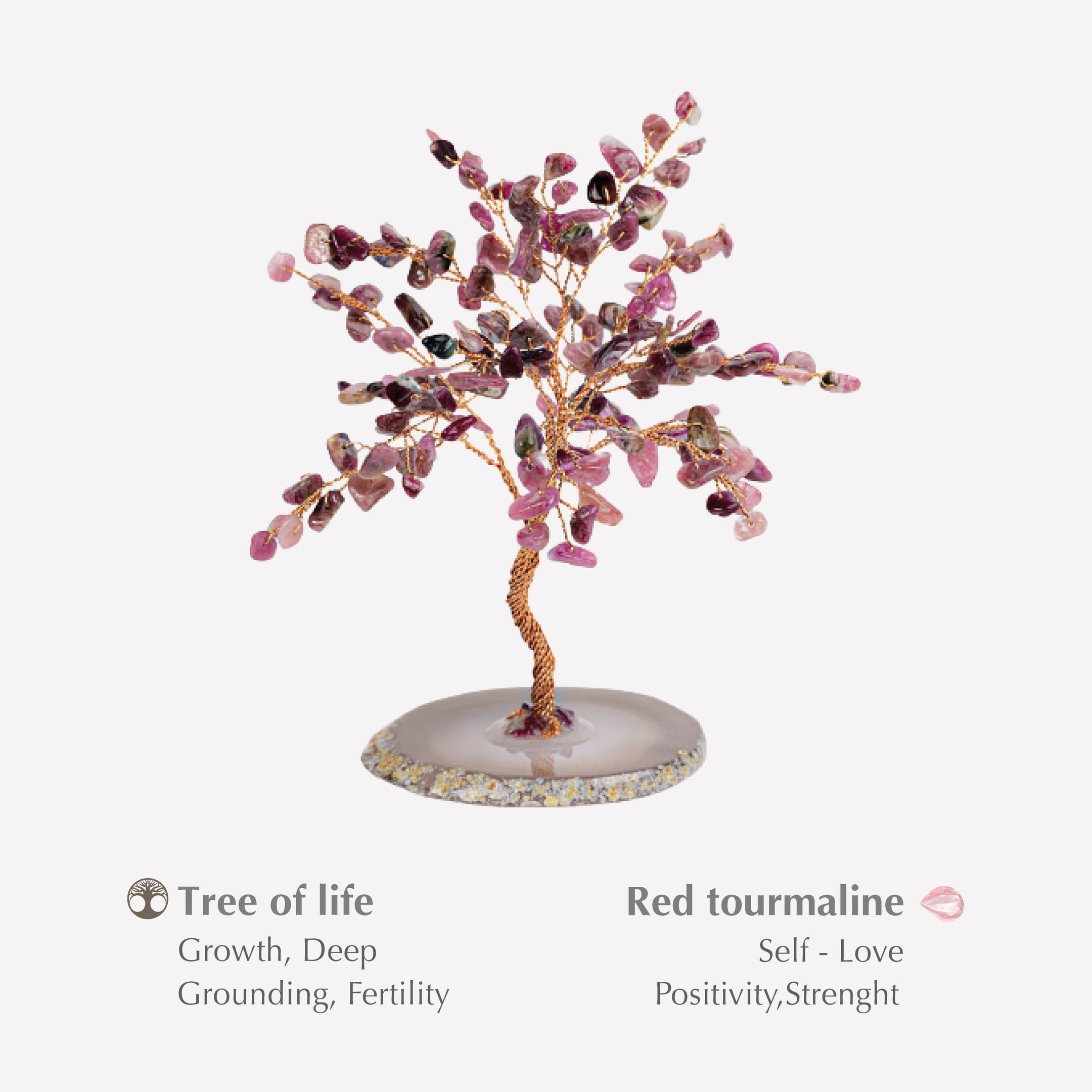 Karma and Luck  Tree of life  -  Lavish Blessings Red Tourmaline Feng Shui Tree