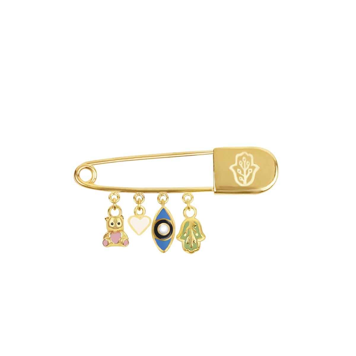 Karma and Luck  Kids  -  Happiness Overload - Safety Pin Multi Charm Brooch
