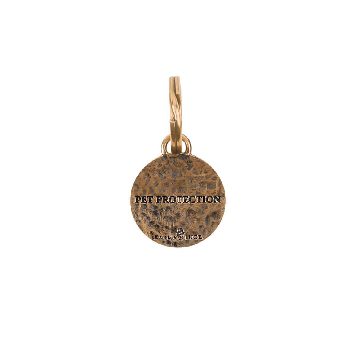 Karma and Luck  Pets  -  Playful Wit - Bronze Enamel Evil Eye Cats Dog Tag