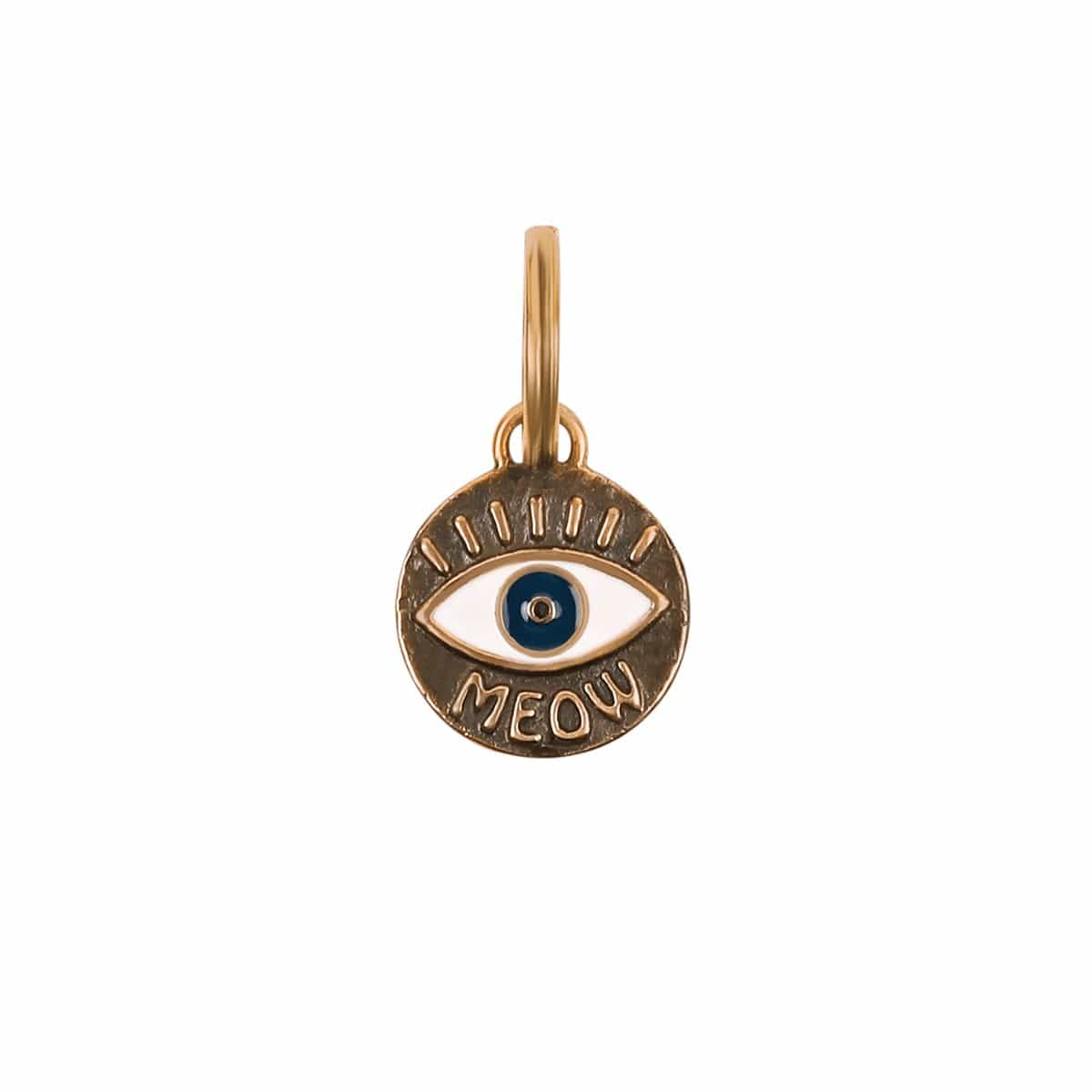 Karma and Luck  Pets  -  Playful Wit - Bronze Enamel Evil Eye Cats Dog Tag