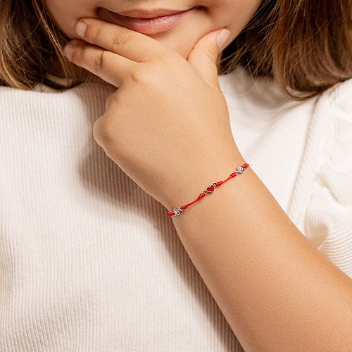 Karma and Luck  Kids  -  Wonderful Moments - Enamel Evil Eye Heart Red Bracelet