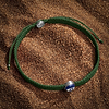 Karma and Luck  Bracelets - Mens  -  Rhodium Plated Brass Navy Enamel Evil Eye Bracelet Green Macrame