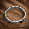 Karma and Luck  Bracelets  -  Sterling Silver Oxy Mantra Bracelet  Onyx