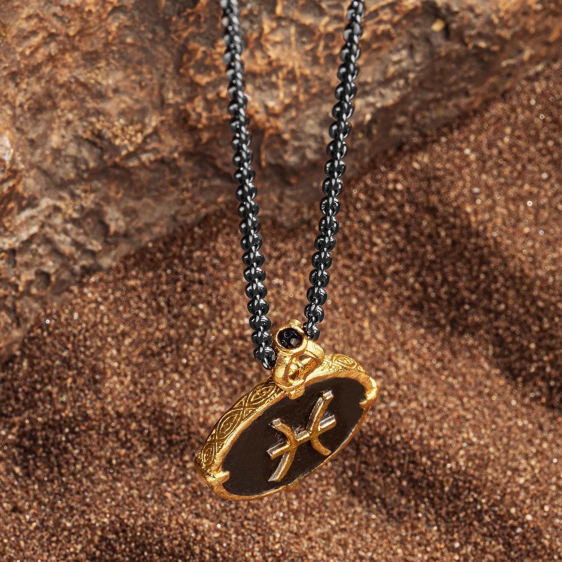 Karma and Luck  Necklaces - Mens  -  Spiritual Creativity - Pisces Zodiac Onyx Necklace