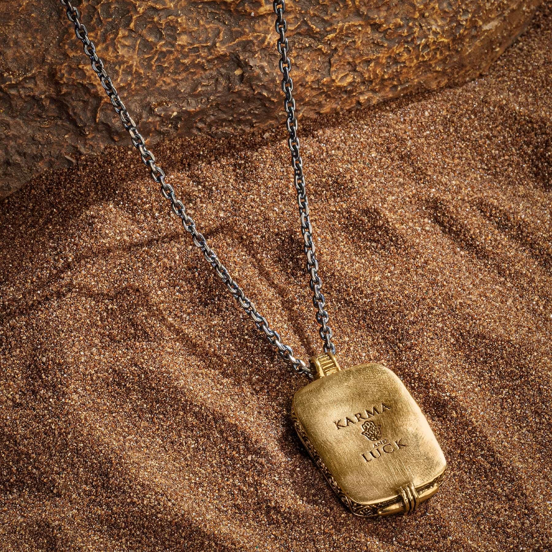 Karma and Luck  Necklaces - Mens  -  Ultimate Power - Lion Box Pendant Necklace