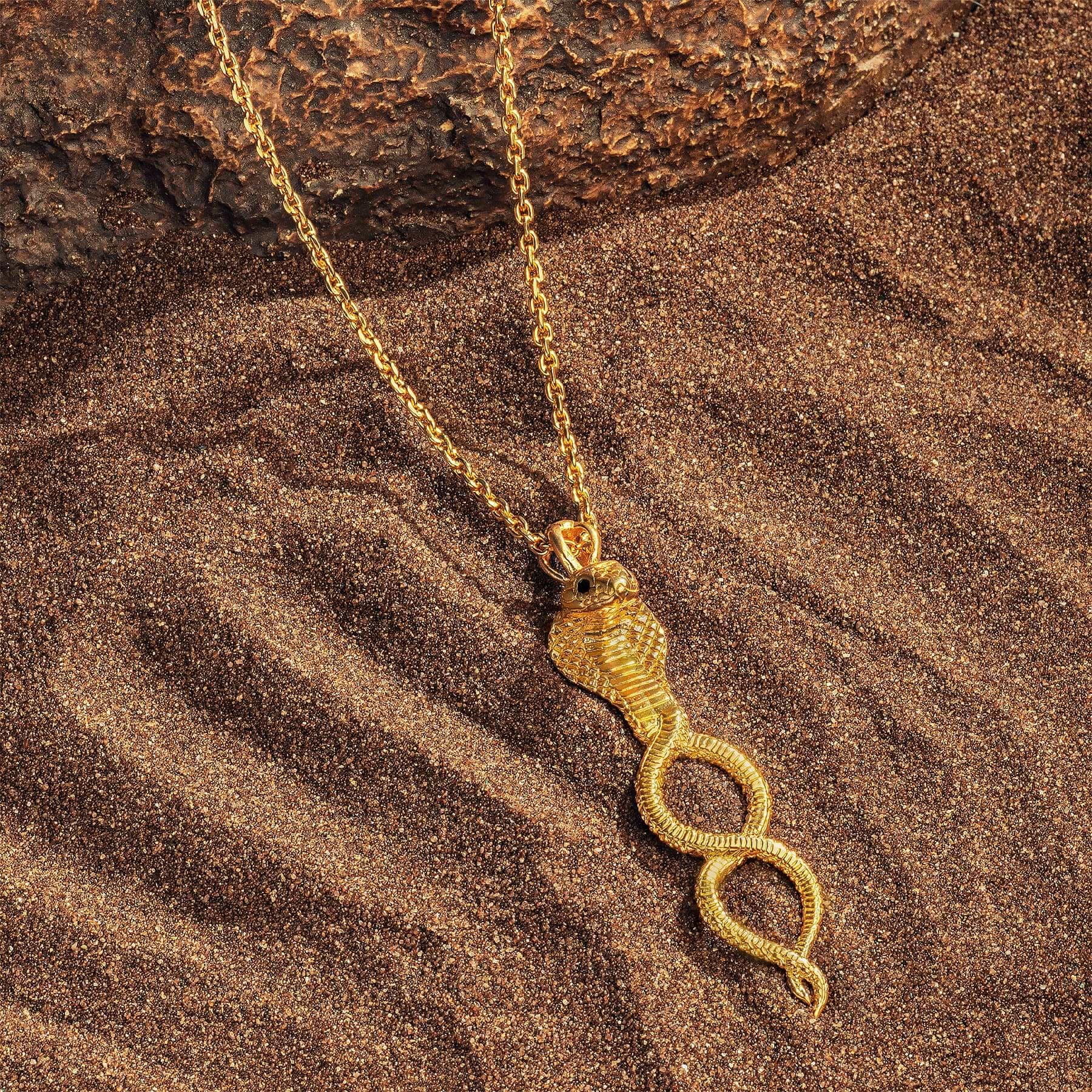 Karma and Luck  Necklaces - Mens  -  Empowering Protection - Cobra Infinity Onyx Pendant Necklace