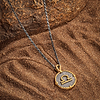 Karma and Luck  Necklaces - Mens  -  BR/BLKGP/GP THICK ZODIAC NECK (BR WITH GP PEND & SS NECK)