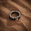 Karma and Luck  Rings - Mens  -  Gunmetal & gold Plate Mens Cross Stretch Ring