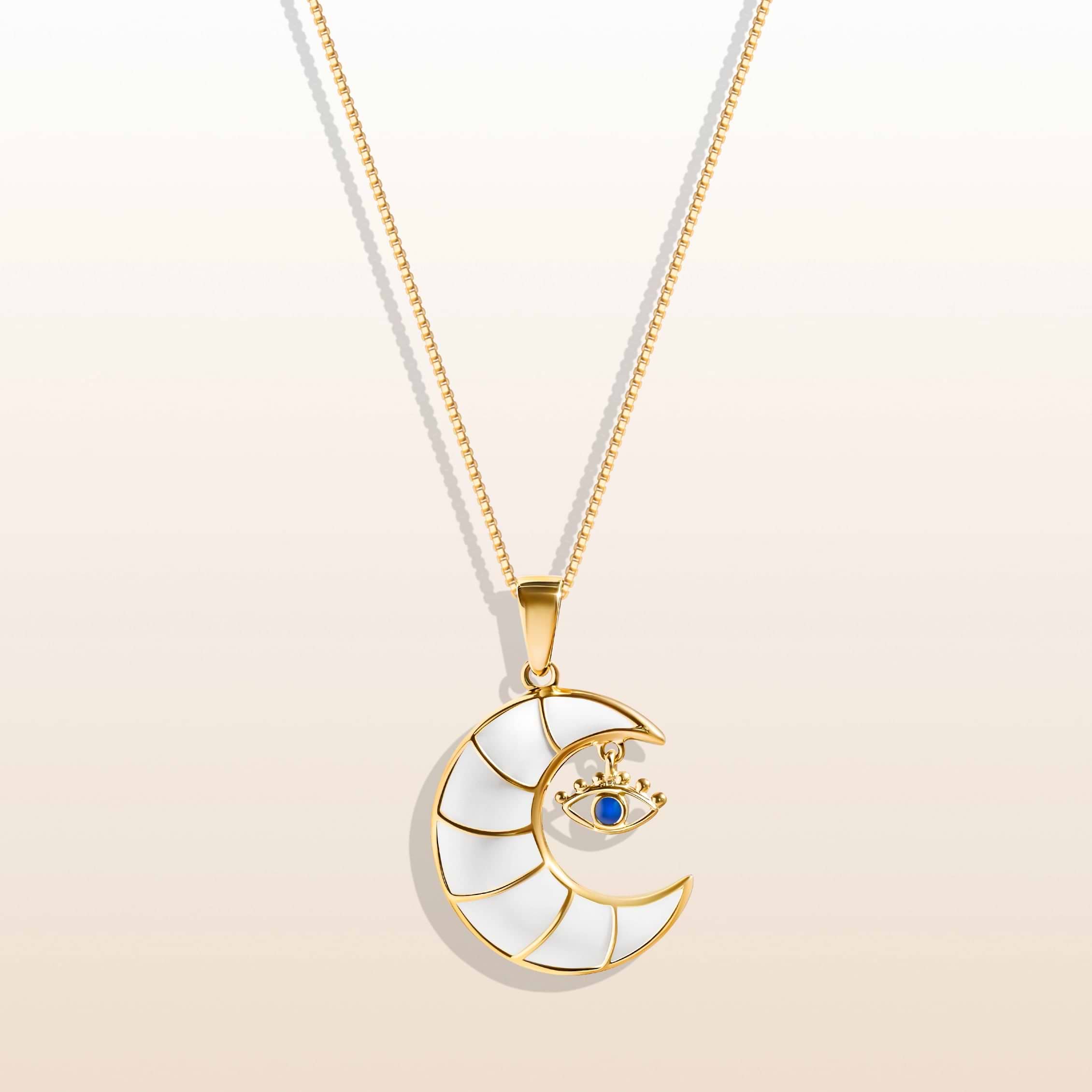 Picture of Serene Night - Moon Evil Eye Charm Necklace