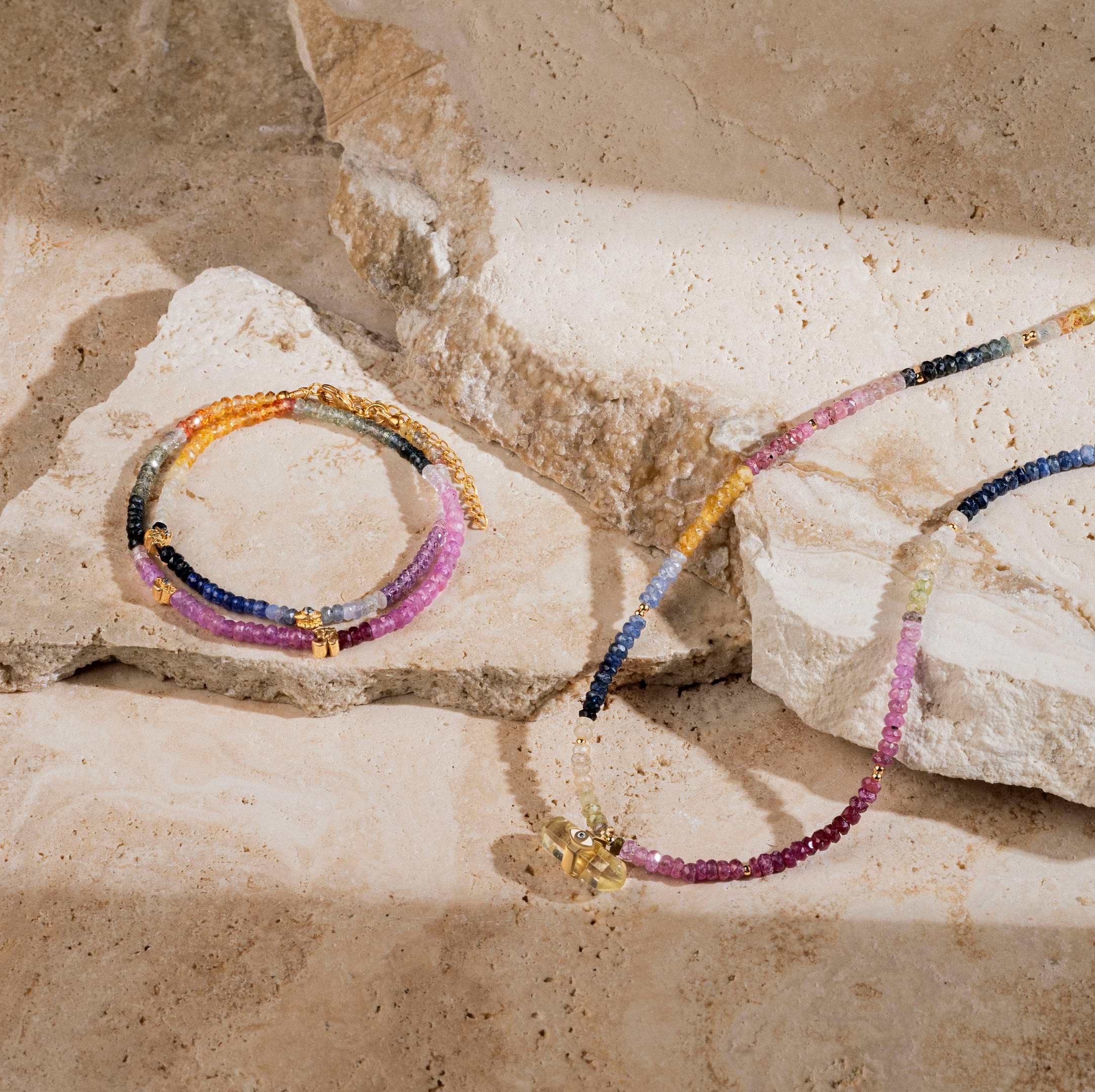 Karma and Luck  Bracelets - Womens  -  Colorful Dream - Sapphire Multi Symbol Wrap