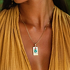 Karma and Luck  Necklaces - Womens  -  Spiritual Wholeness - The World Tarot Card Sapphire Diamond Necklace