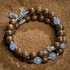 Karma and Luck  Bracelets - Womens  -  Tranquil Enjoyment - Agarwood Aquamarine Fish Charm Bracelet