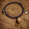 Karma and Luck  Necklaces - Mens  -  <Kalimantan aloes Agarwood> Coin Pendant with Jade & Onyx on Cord
