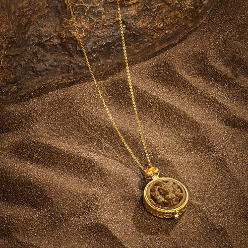 Karma and Luck  Necklaces - Mens  -  Gold Plate Aloes Agarwood Nine Tailed Fox aloe Pendant