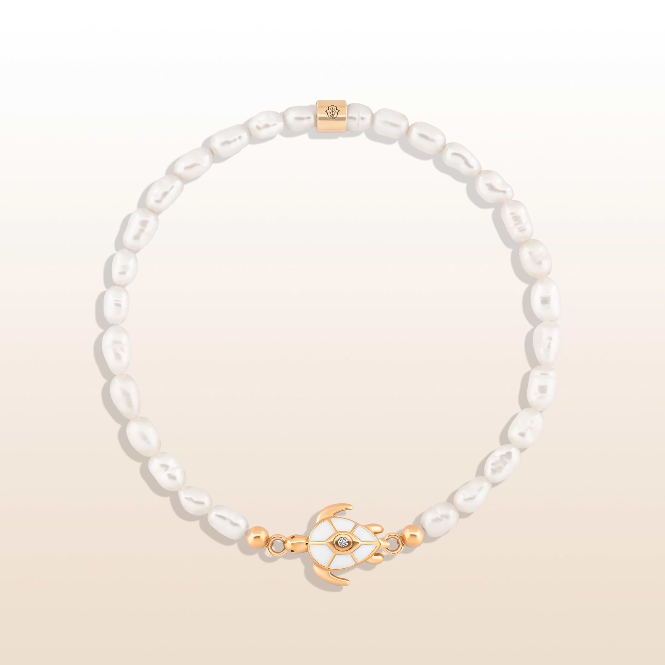 Harmonious Life - Pearl Turtle Charm Bracelet