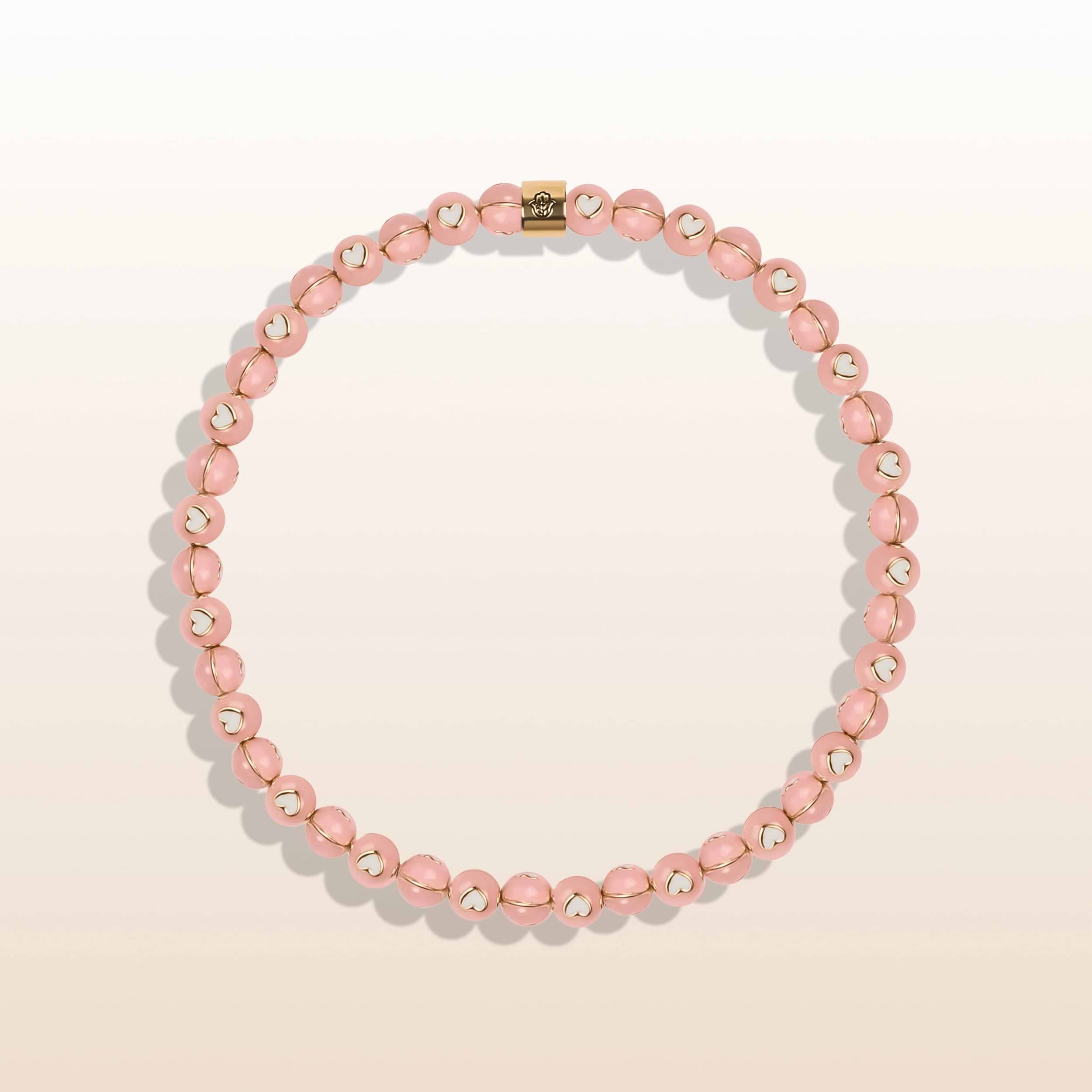 Picture of Profound Love - Pink Enamel Heart Charm Bracelet
