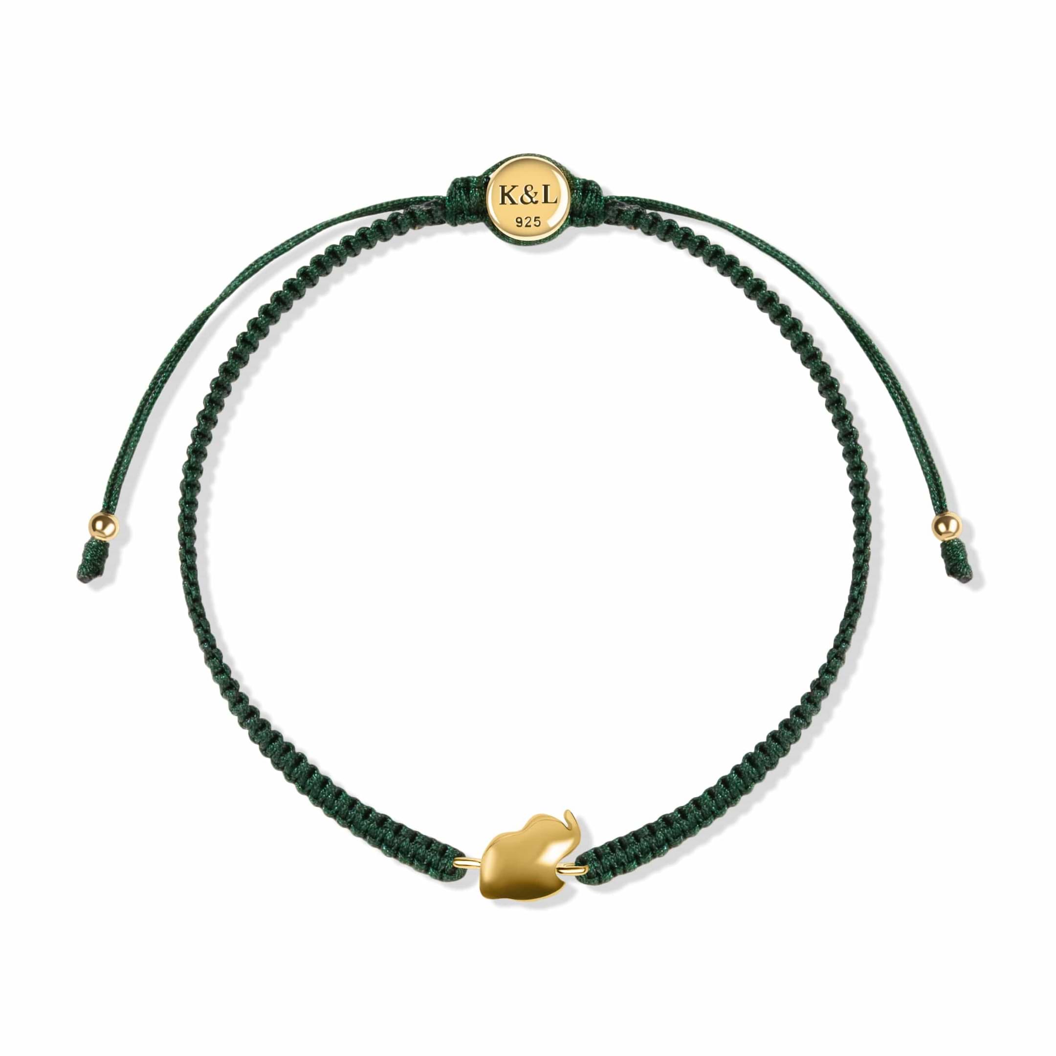 Karma and Luck  Bracelets - Womens  -  18 K GP Br elephant Bead green Bracelet