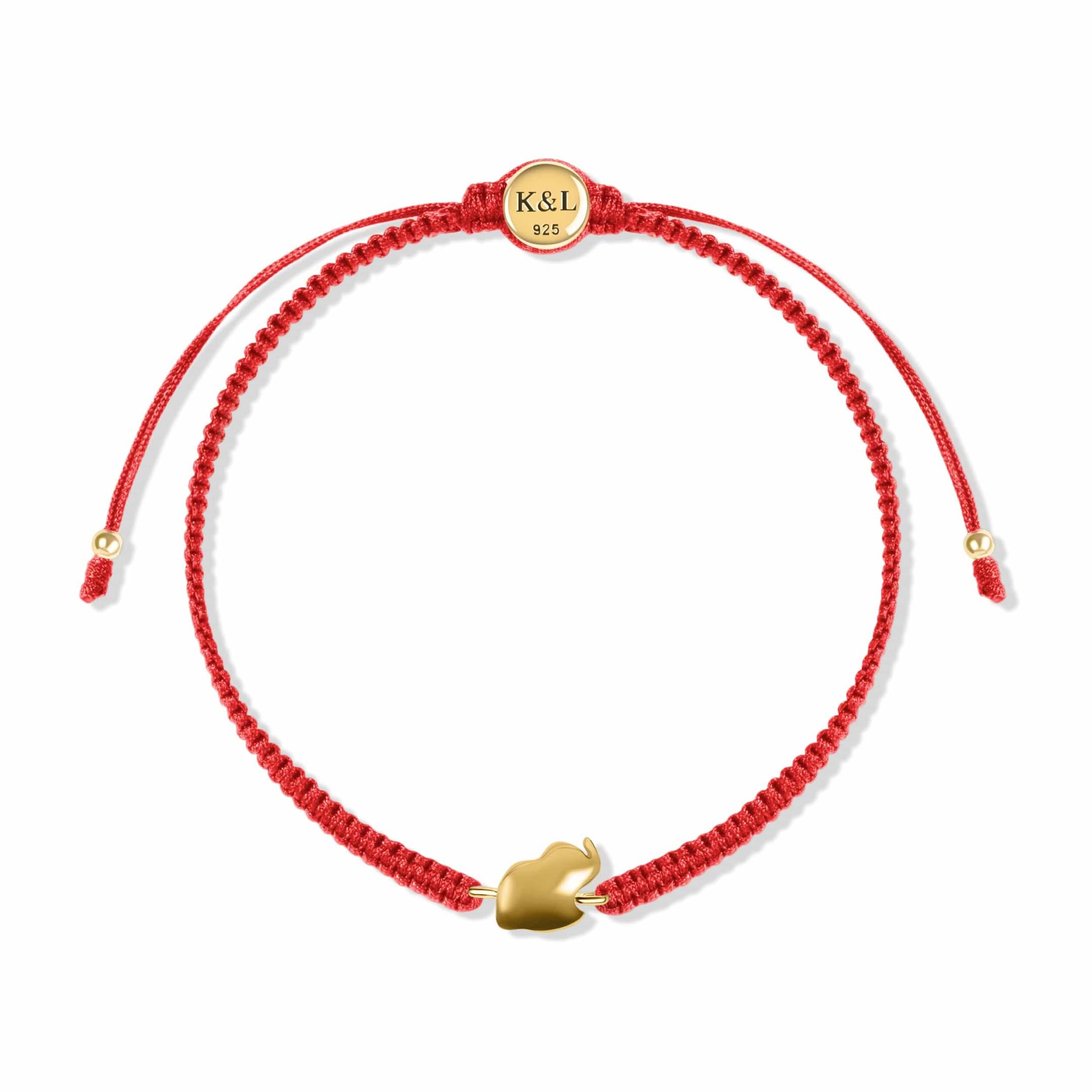 Karma and Luck  Bracelets - Womens  -  18 K GP Br Tiny elephant Red Bracelet