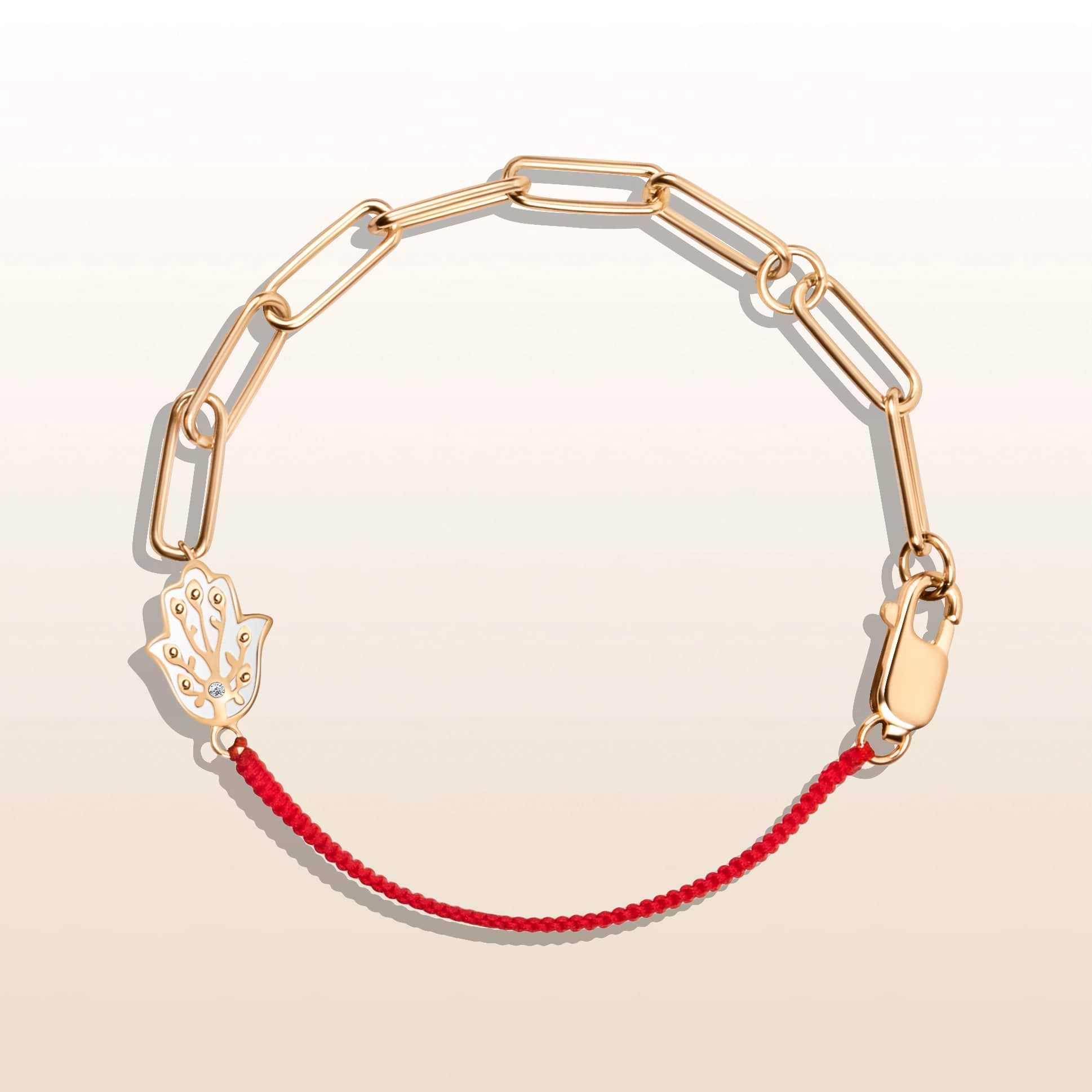 Picture of Exuberant Optimism - Red String Chain Hamsa Bracelet