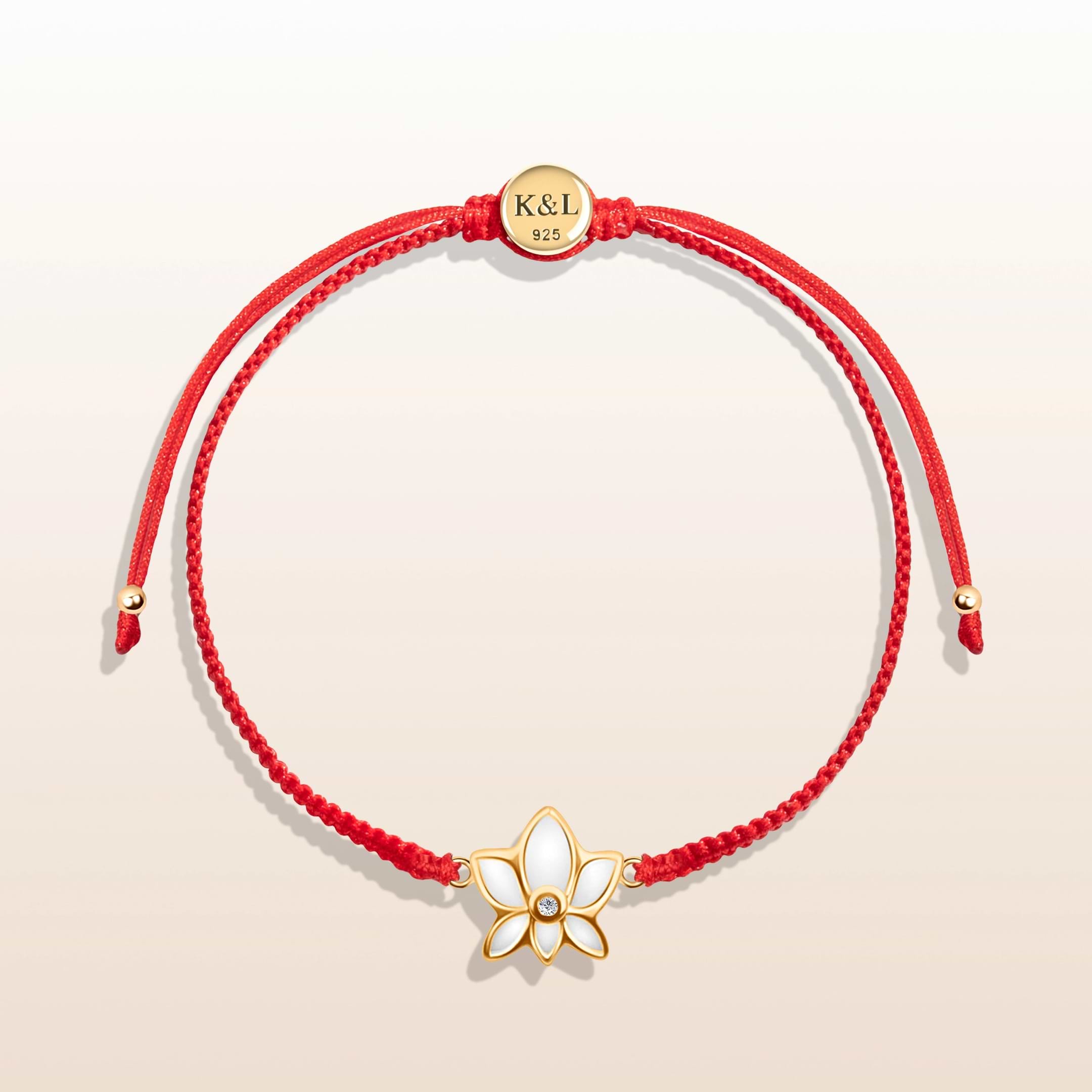 Obstacle Crusher Red String Lotus Charm Bracelet