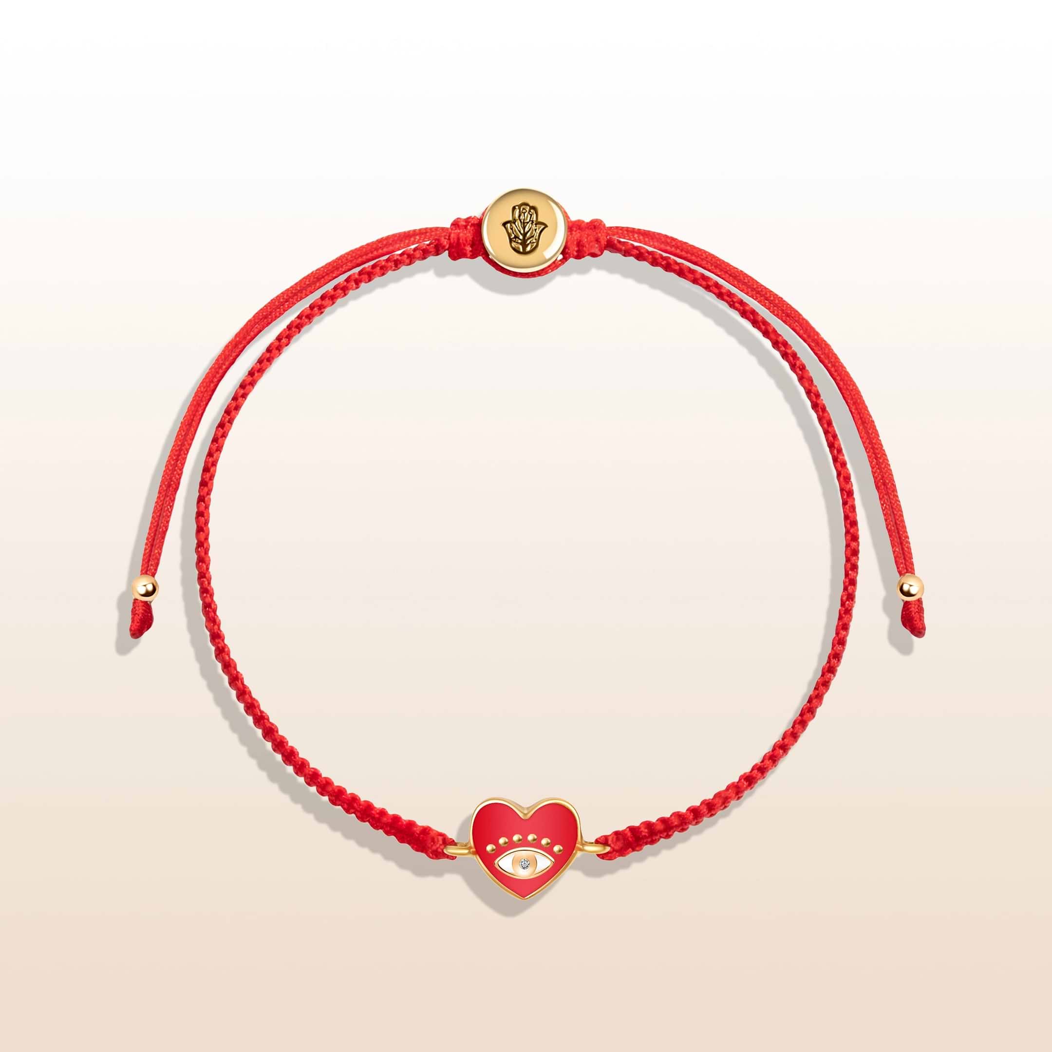 Devoted to Love - Evil Eye Heart Charm Red String Bracelet