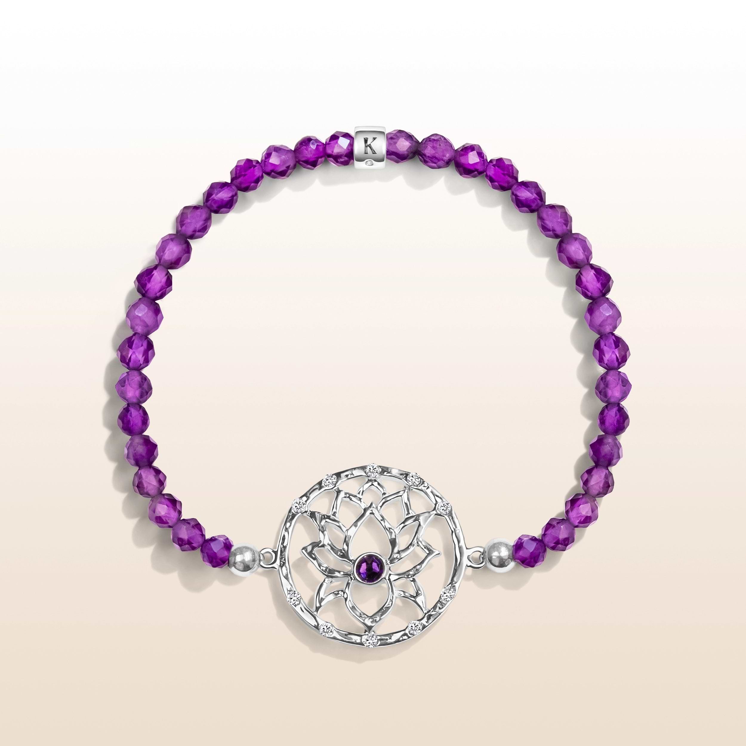 Picture of Tranquil Space - Amethyst Lotus Charm Bracelet