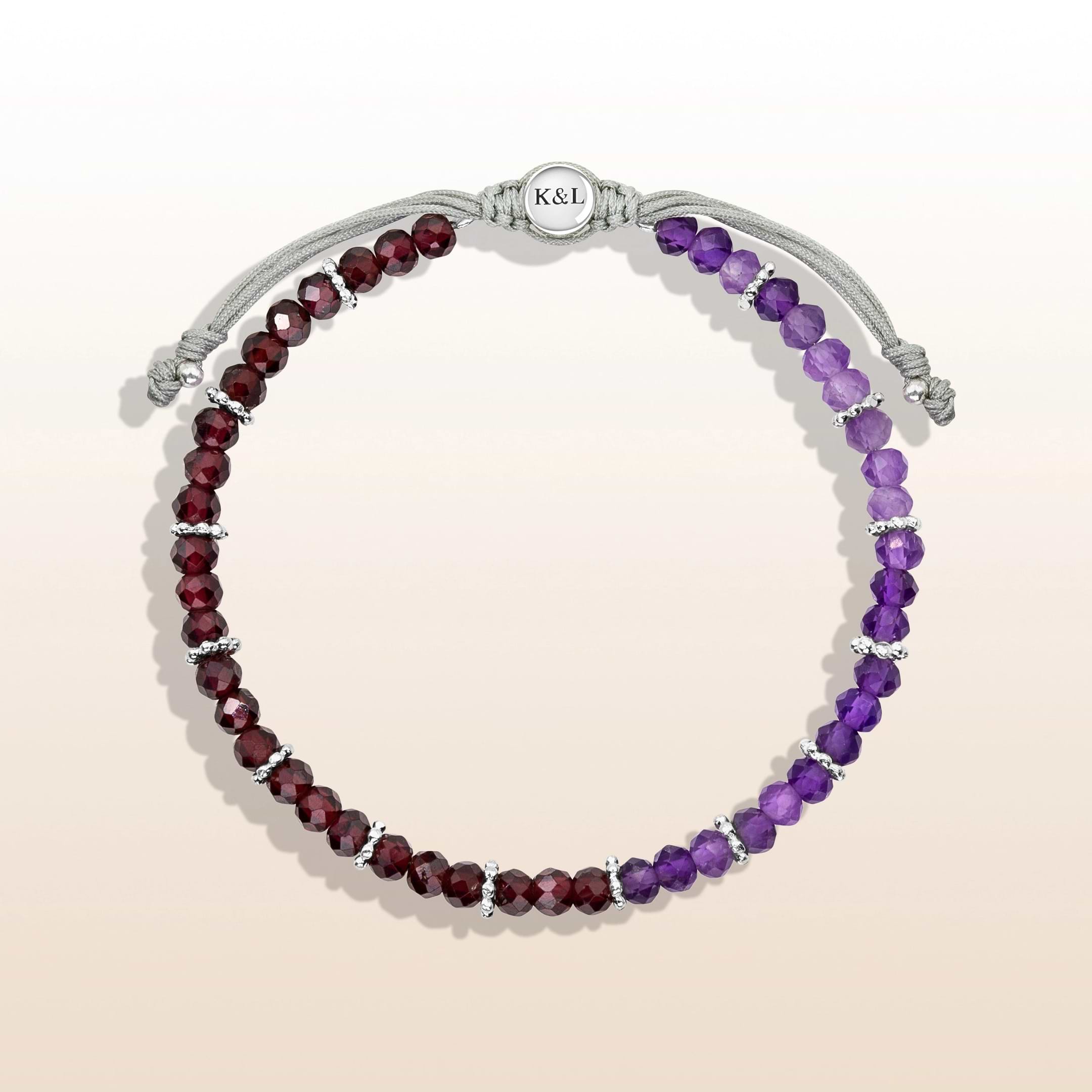 Picture of Dreamy Energizer - Amethyst Garnet Rondelle Beads Bracelet