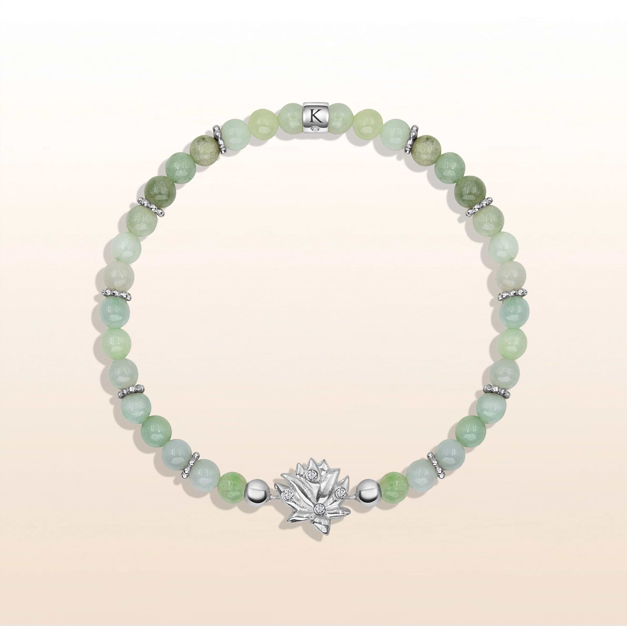 Picture of Blooming Splendor Jade Lotus Charm Bracelet