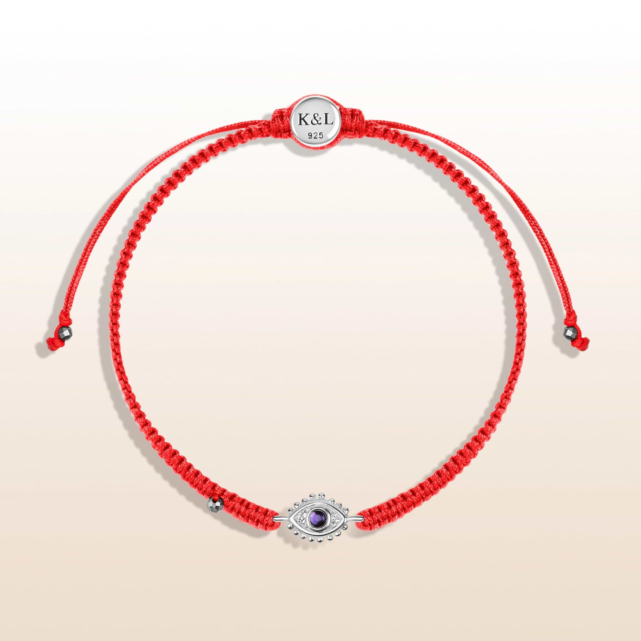 Picture of Beat Anxiety - Red String Amethyst Evil Eye Charm Bracelet