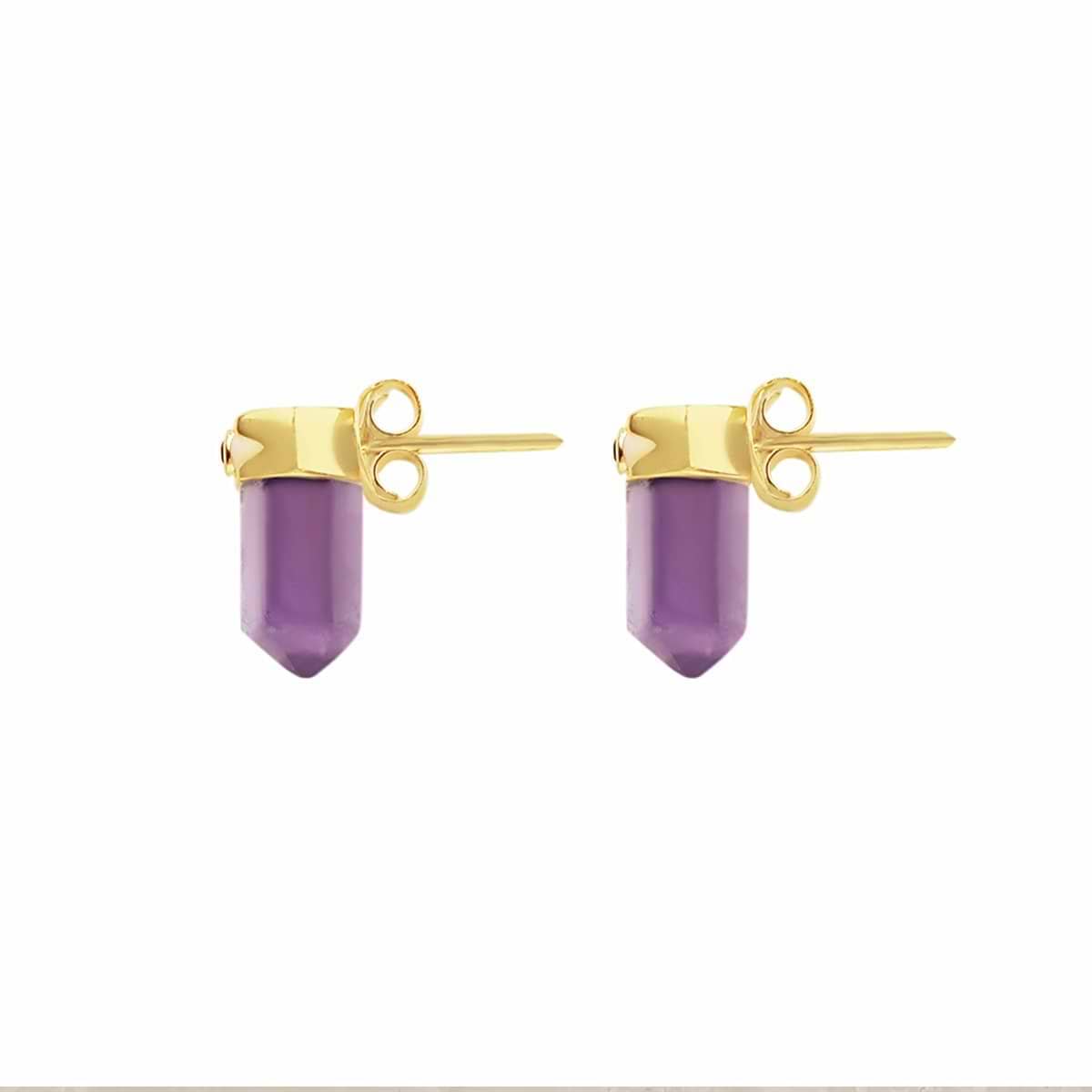 Karma and Luck  Earrings  -  Soothing Remedy - Gold Plated Amethyst Evil Eye Pointer Earrings