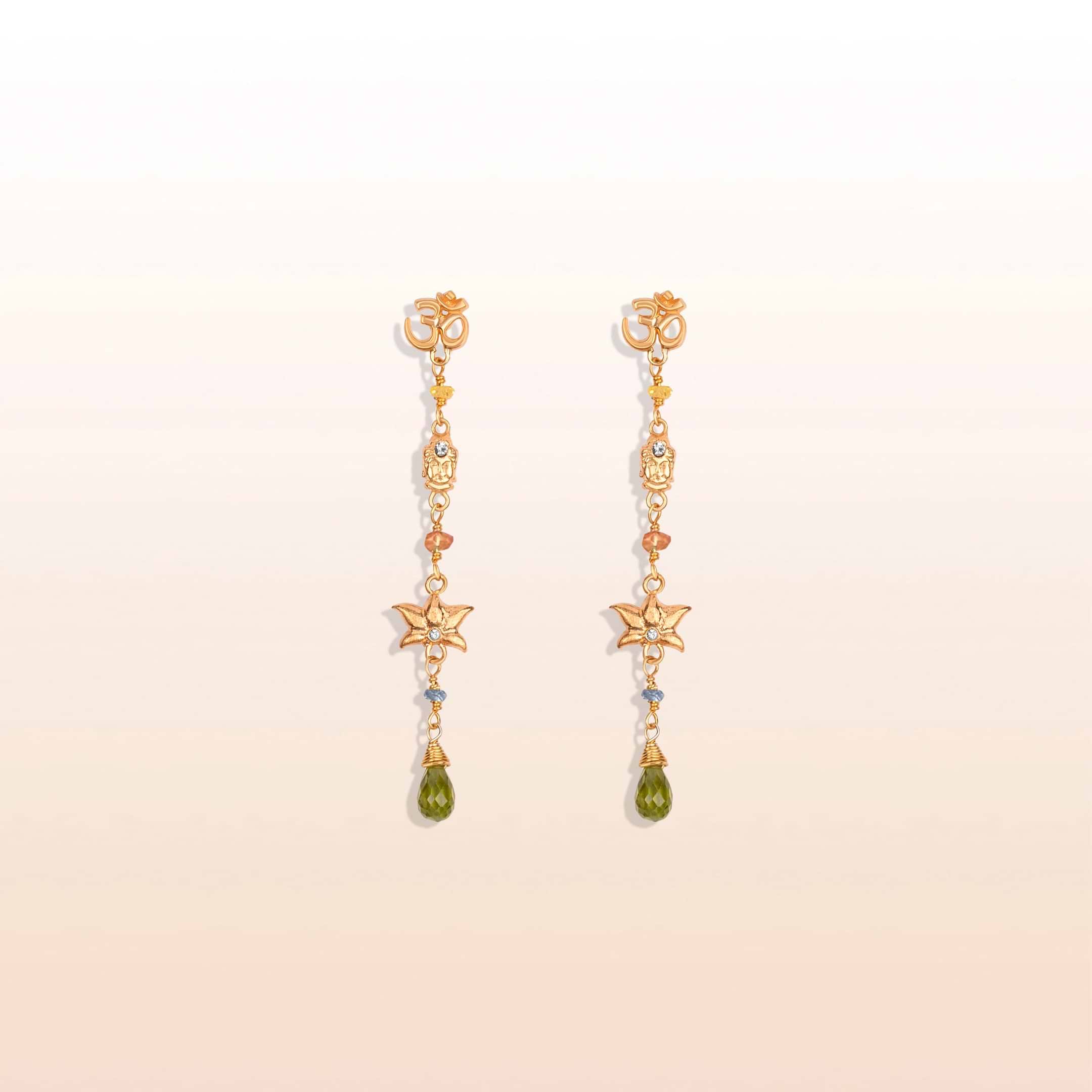 Picture of Serene Happiness - Multi Symbol Sapphire Drop Earrings