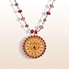Picture of Lively Appreciation - Ruby Pink Sapphire Iolite Hamsa Medallion Necklace