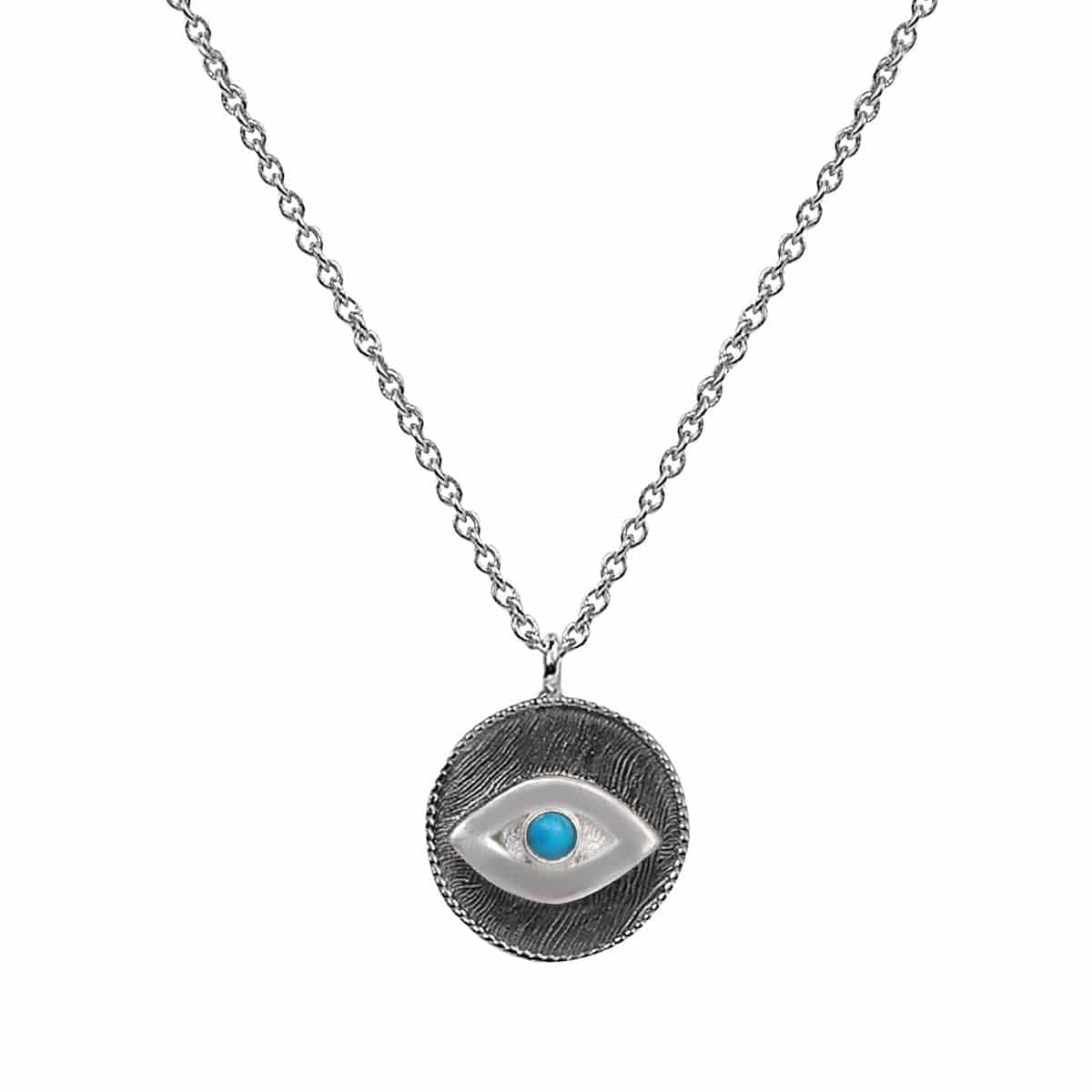 Karma and Luck  Necklace  -  Protective Shield - Turquoise Evil Eye Pendant Necklace