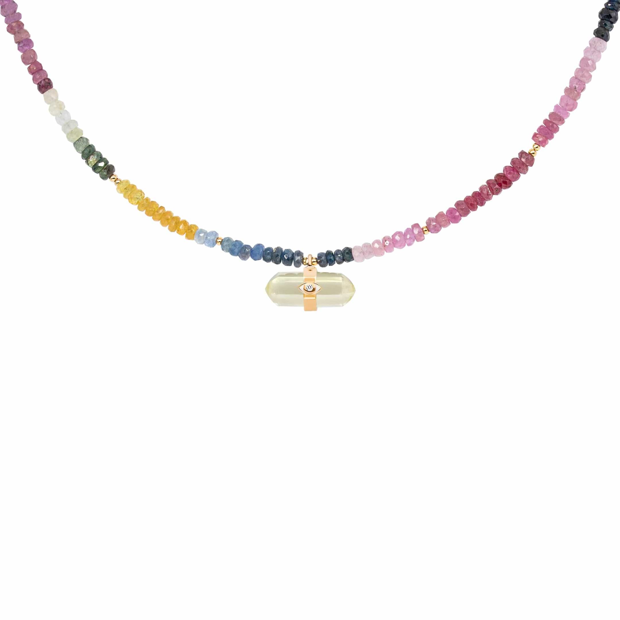 Karma and Luck  Necklaces - Womens  -  Divine Intervention- Evil Eye Multi Stone Pointer Necklace