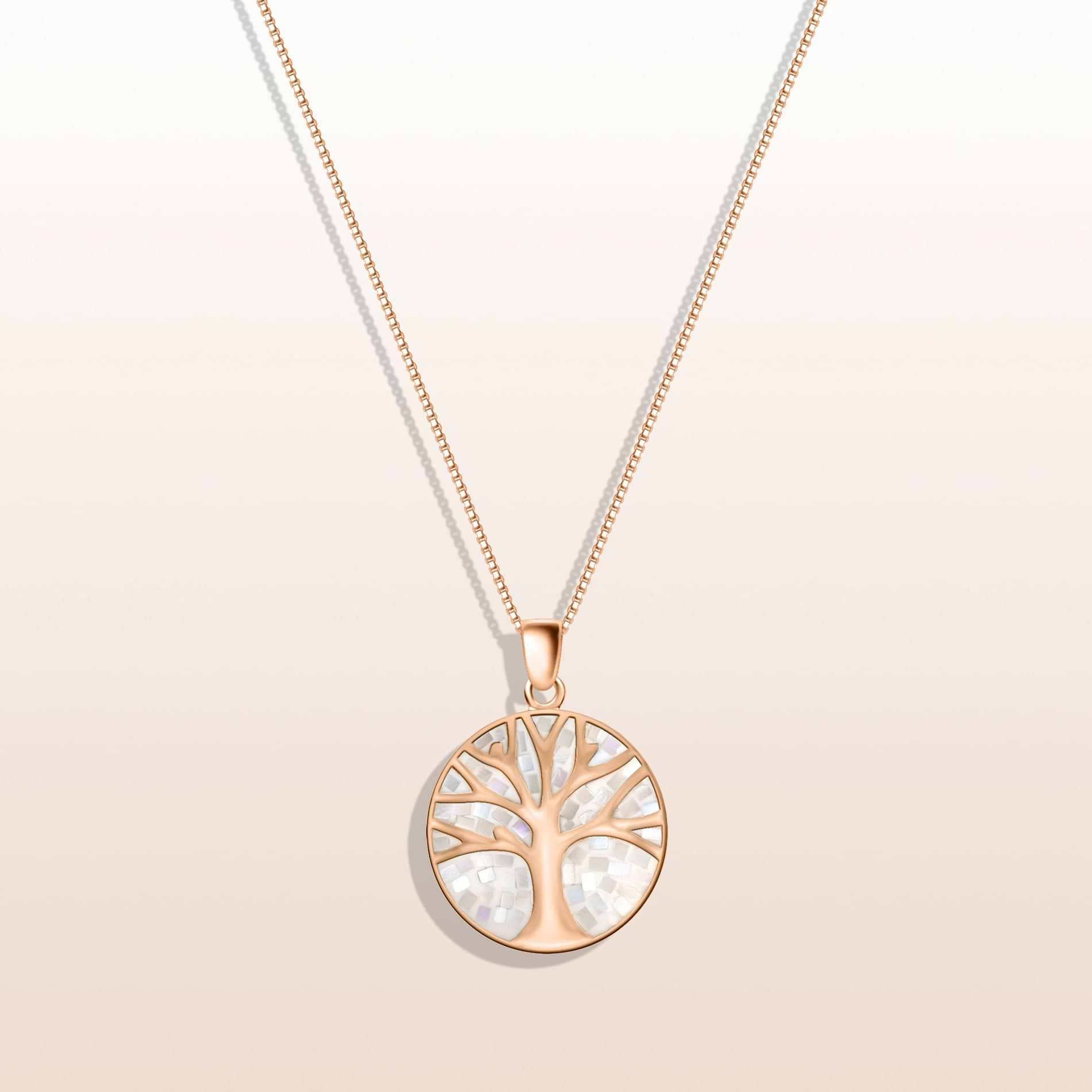 Divine Growth - Mother of Pearl Tree of Life Pendant Necklace
