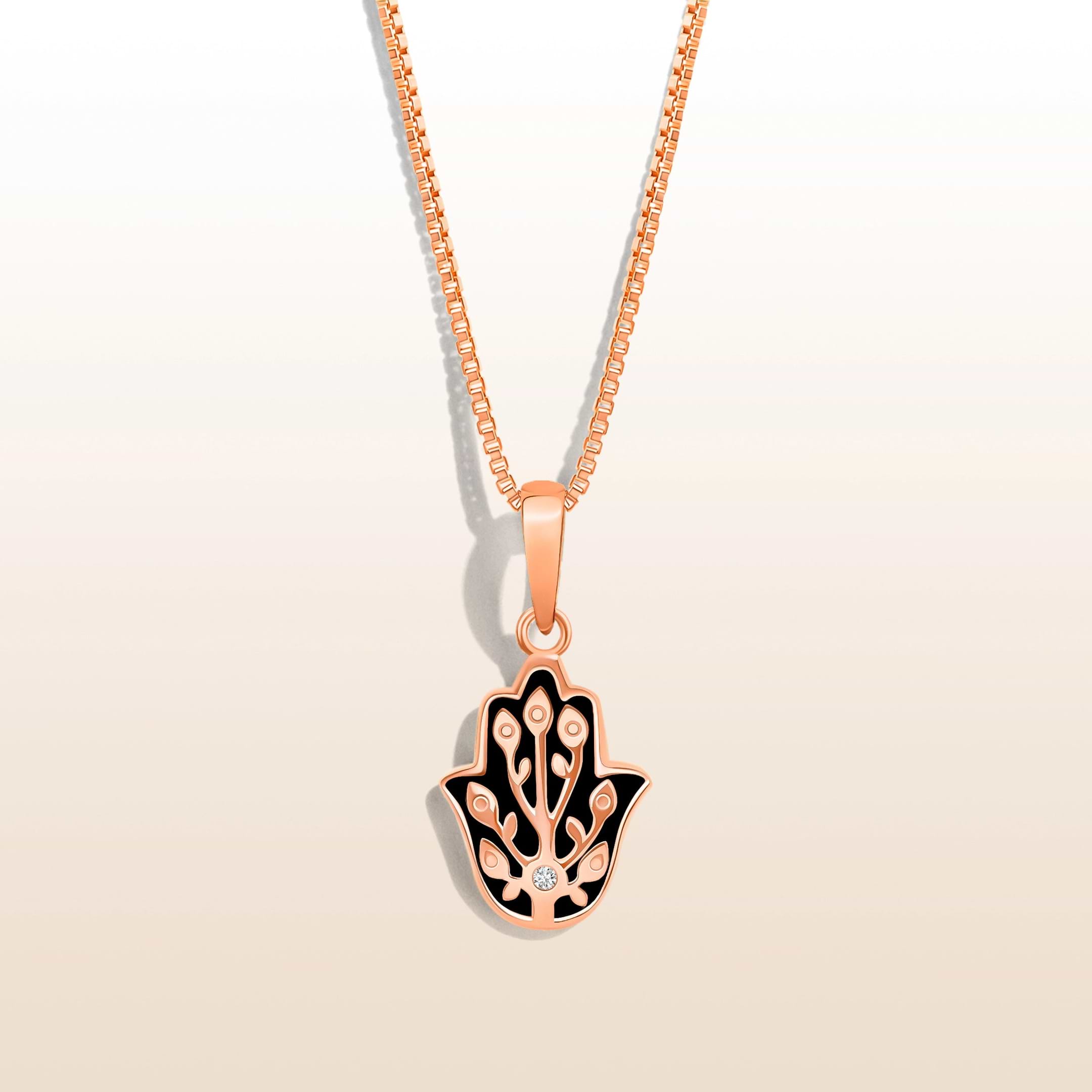 Picture of Stay Positive - Rose Gold Hamsa Pendant Necklace
