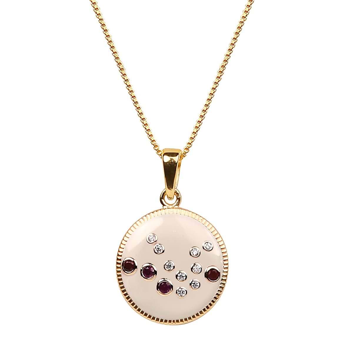 Karma and Luck  Necklace  -  Aquarius Enamel Gemstone Constellation Necklace