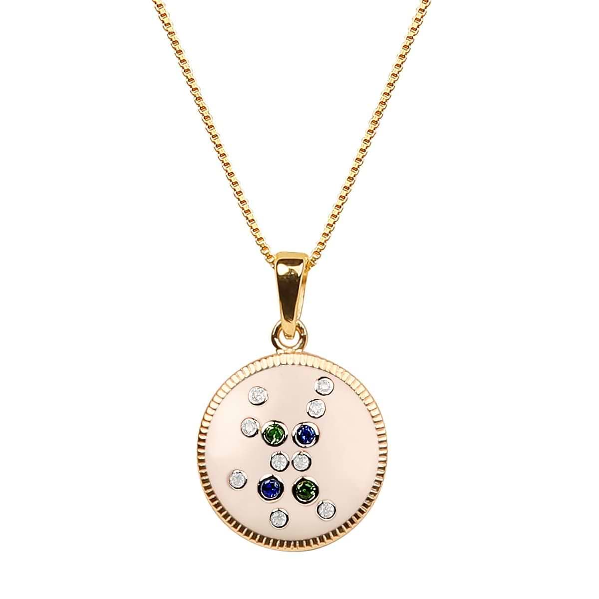 Karma and Luck  Necklace  -  Virgo Enamel Gemstone Constellation Necklace