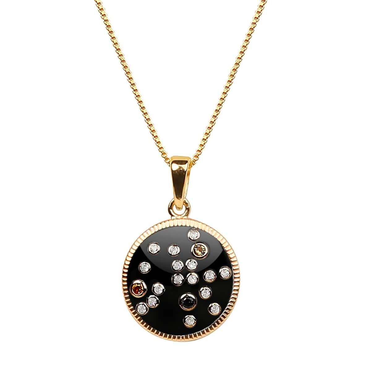 Karma and Luck  Necklace  -  Sagittarius   Black  Enamel Gemstone Constellation Necklace