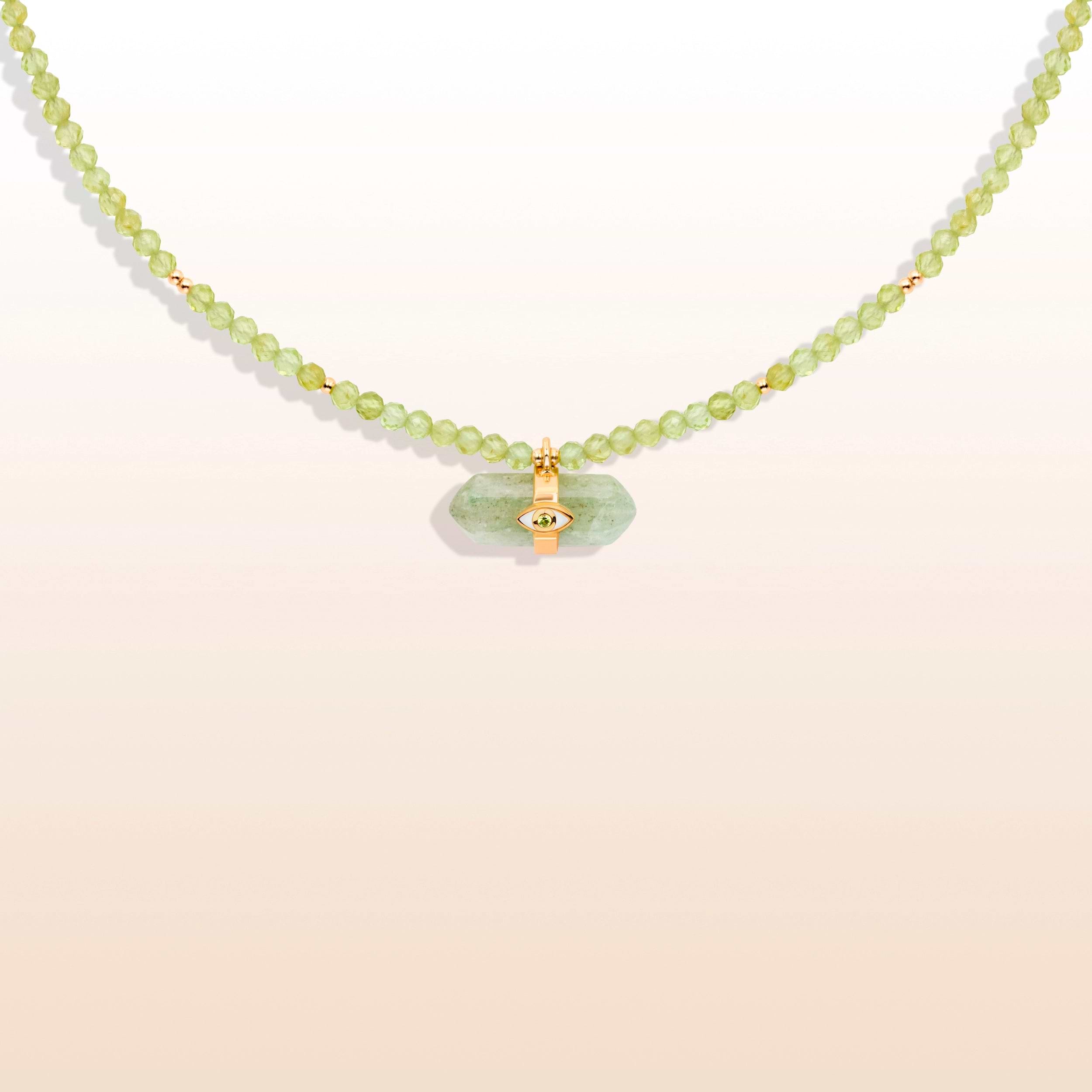 Picture of Mindful Guidance - Peridot Evil Eye Pointer Necklace