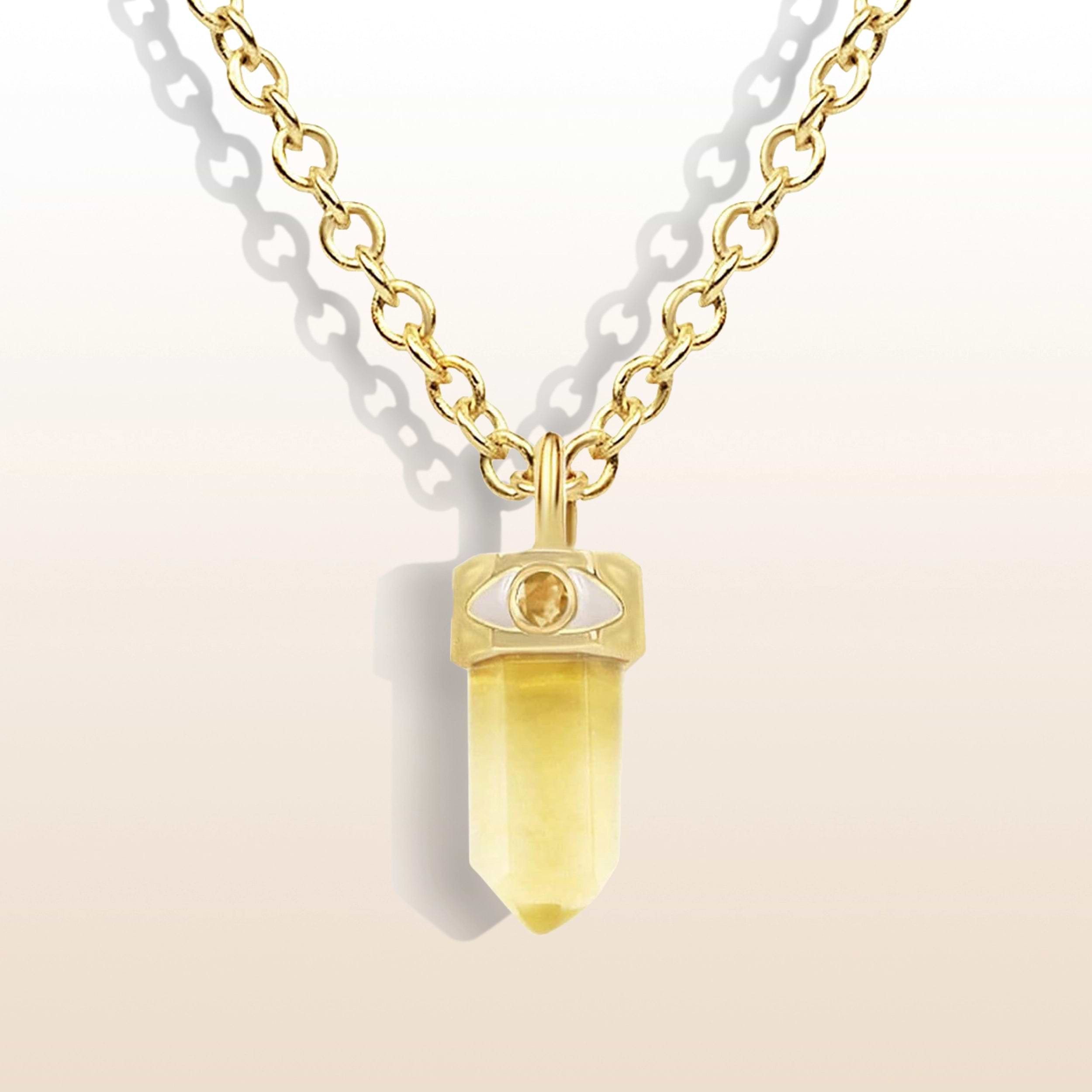 Picture of Solar Recharge - Citrine Evil Eye Pointer Necklace