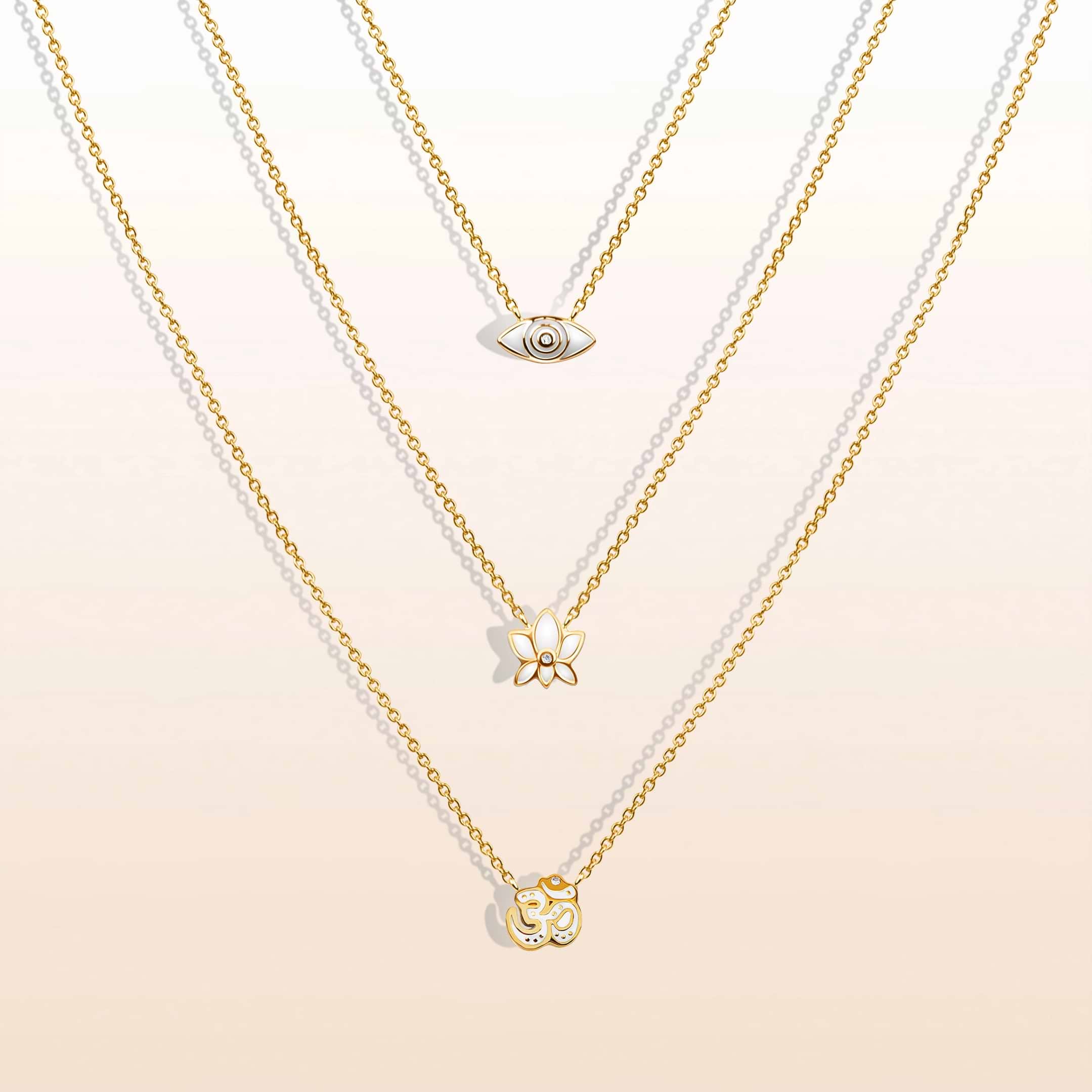 Picture of Sacred Trio - Enamel Diamond Layered Necklace Set