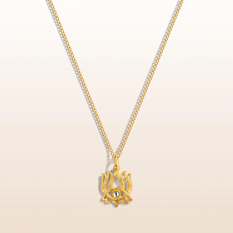Budding Protection - Gold Plated Lotus Evil Eye Necklace