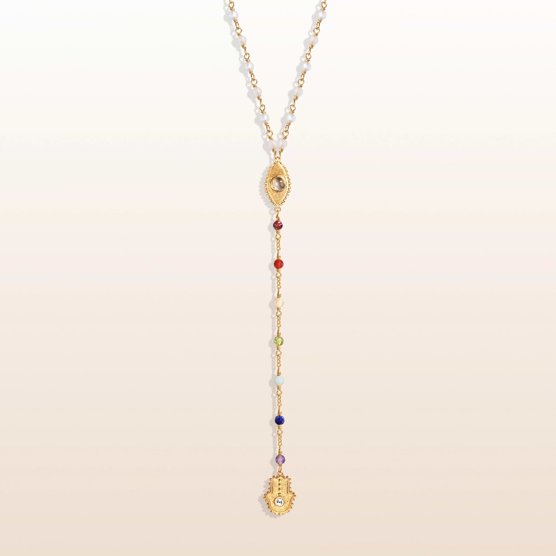 Supreme Awakening - Moonstone Chakra Rosary Necklace