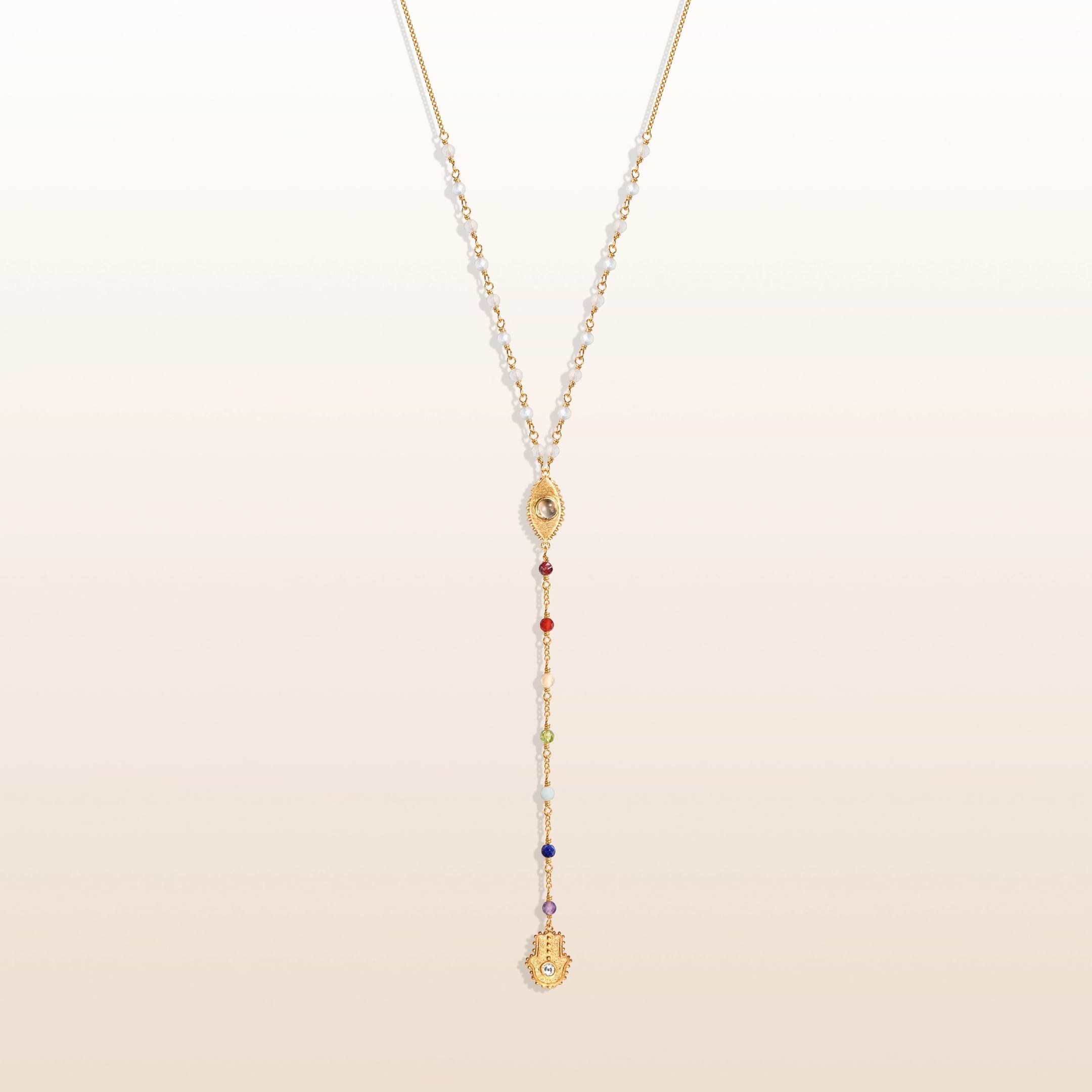 Supreme Awakening - Moonstone Chakra Rosary Necklace