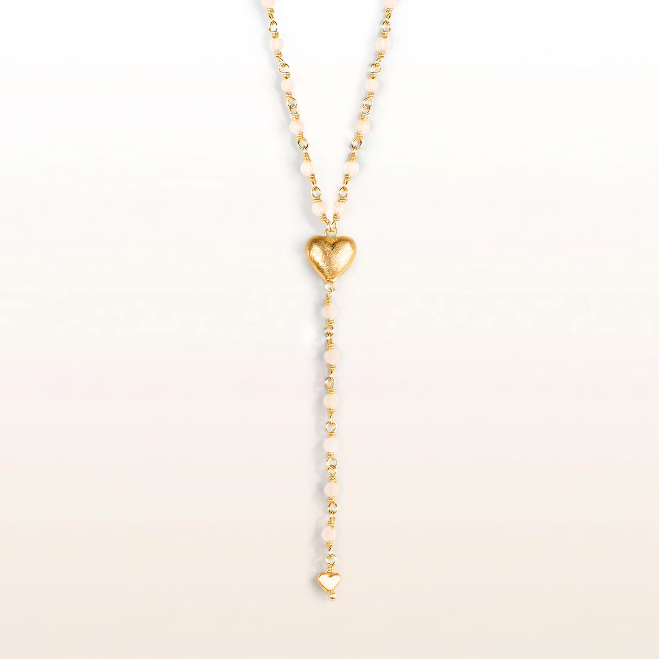 Picture of Divine Emotion - Gold Plated Moonstone Heart Rosary