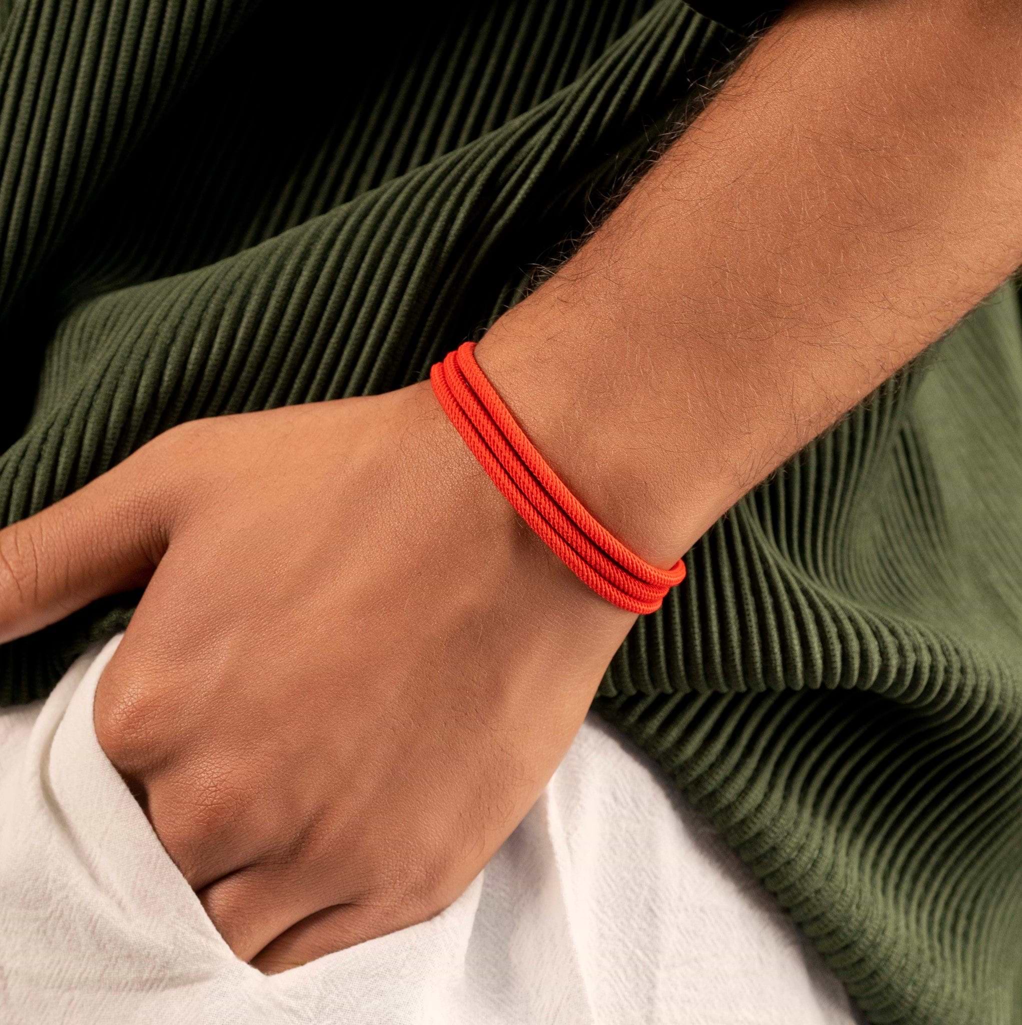 Karma and Luck  Bracelets - Mens  -  Protective Guidance - Red Enamel Evil Eye Wrap Bracelet