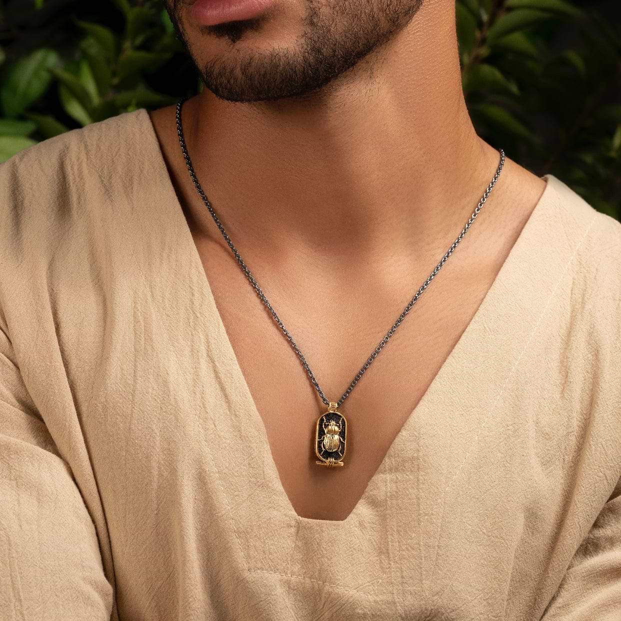 Karma and Luck  Necklaces - Mens  -  Divine Creation - Scarab Pendant Necklace