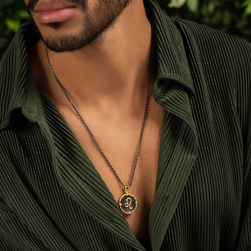 Karma and Luck  Necklaces - Mens  -  Generous Confidence - Leo Zodiac Onyx Necklace